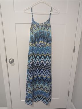 Cato Girls Chevron Print Maxi Dress in Blue, Yellow and Navy